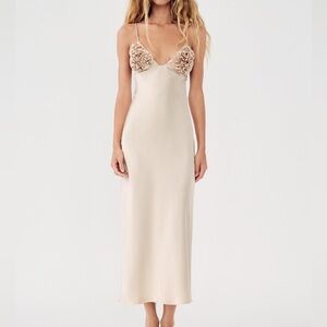 Zara Rosette Satin Like Dress